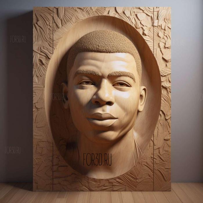Kylian Mbappe 1 stl model for CNC